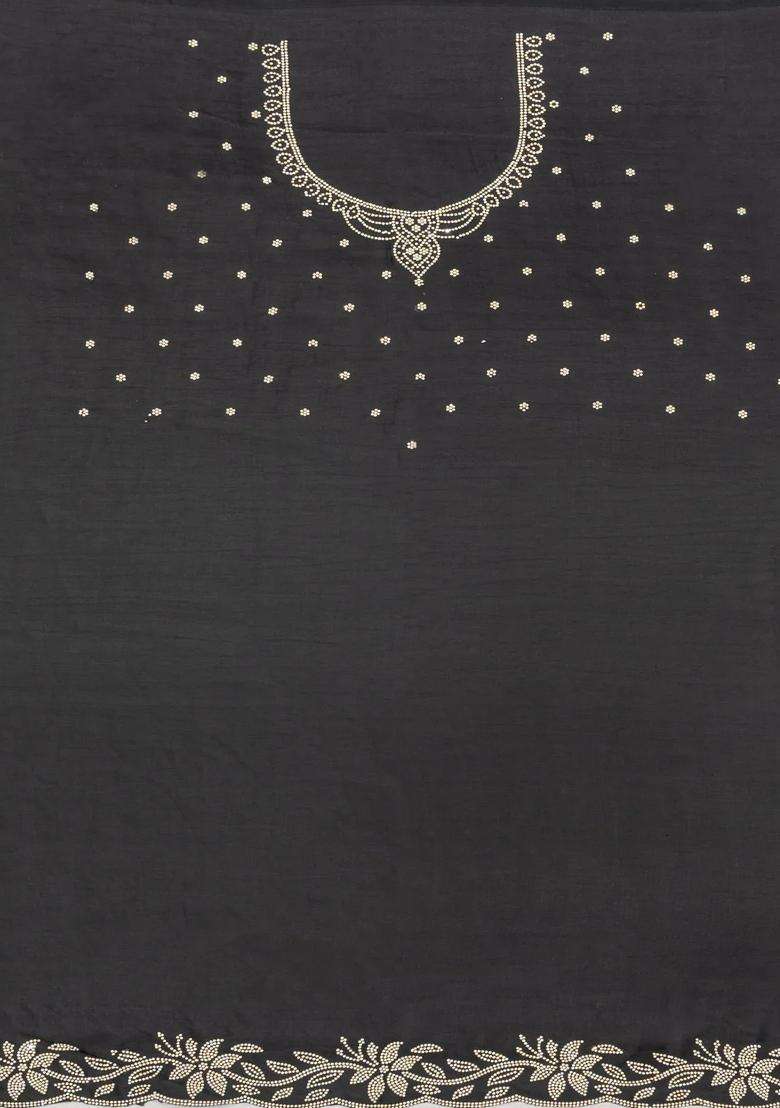 Dark Burgundy Synthetic Fendy Art Silk Saree With Stone Border With Embroidered Design For Women - Indya