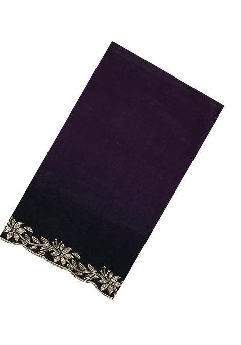 Dark Burgundy Synthetic Fendy Art Silk Saree With Stone Border With Embroidered Design For Women