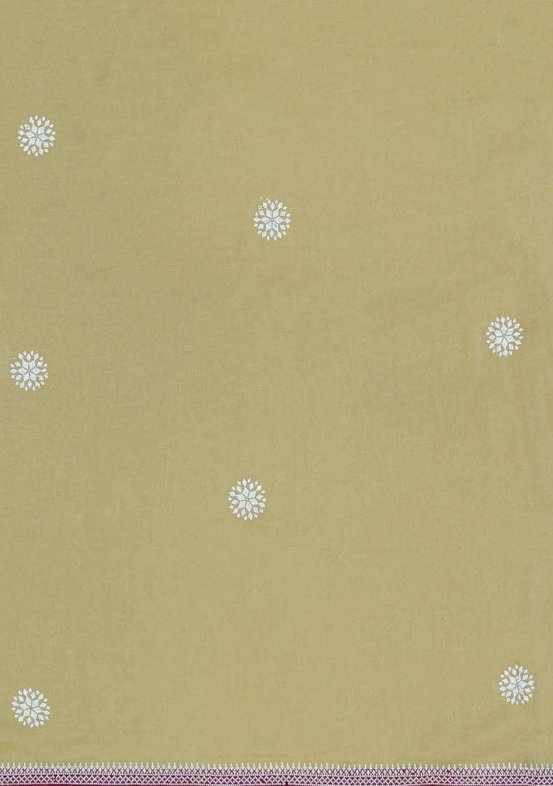 Sage Green Synthetic Fendy Art Silk Saree With Stone Border With Embroidered Design For Women - Indya