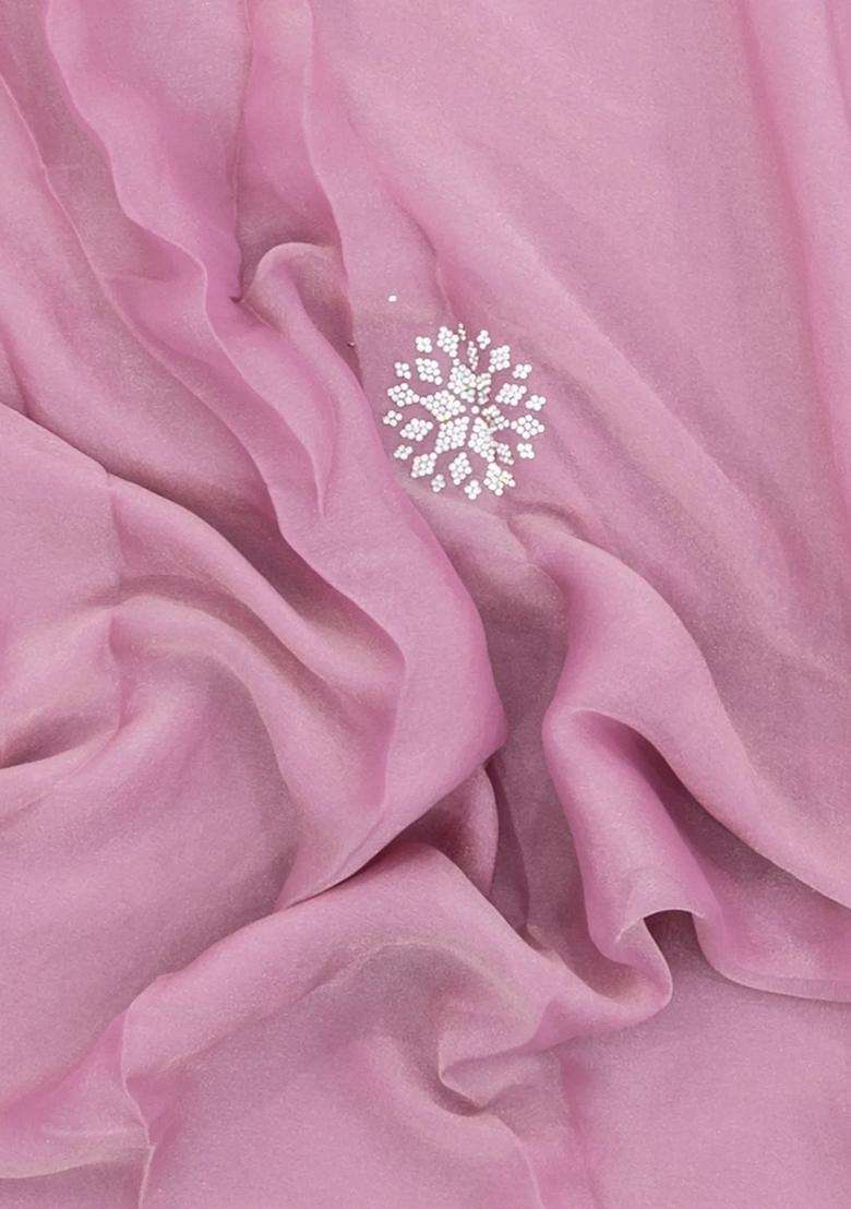 Lavander Lavender Synthetic Fendy Art Silk Saree With Stone Border With Embroidered Design For Women - Indya