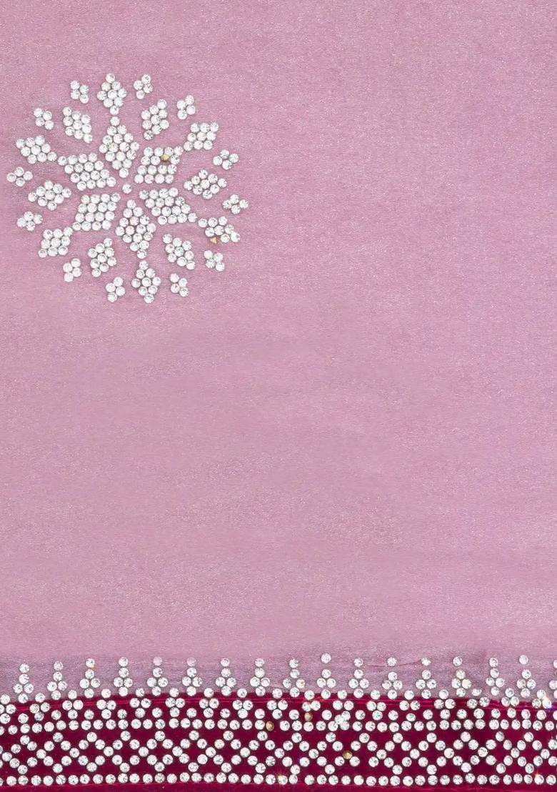 Lavander Lavender Synthetic Fendy Art Silk Saree With Stone Border With Embroidered Design For Women - Indya