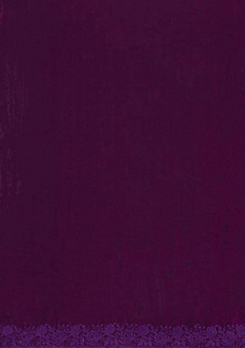 Burgundy Synthetic Fendy Art Silk Saree With Embroidered Border For Women - Indya