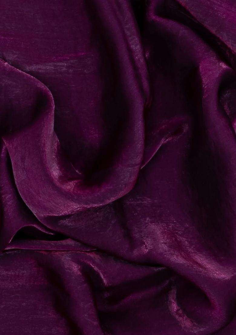 Burgundy Synthetic Fendy Art Silk Saree With Embroidered Border For Women - Indya