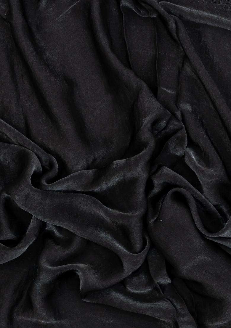 Black Synthetic Fendy Art Silk Saree With Embroidered Border For Women - Indya