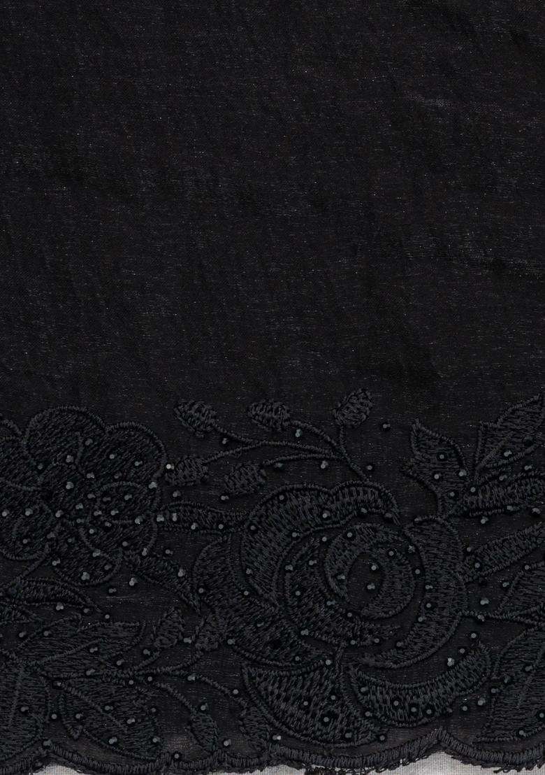Black Synthetic Fendy Art Silk Saree With Embroidered Border For Women - Indya