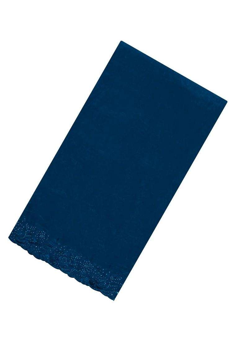 Navy Blue Synthetic Fendy Art Silk Saree With Embroidered Border For Women - Indya