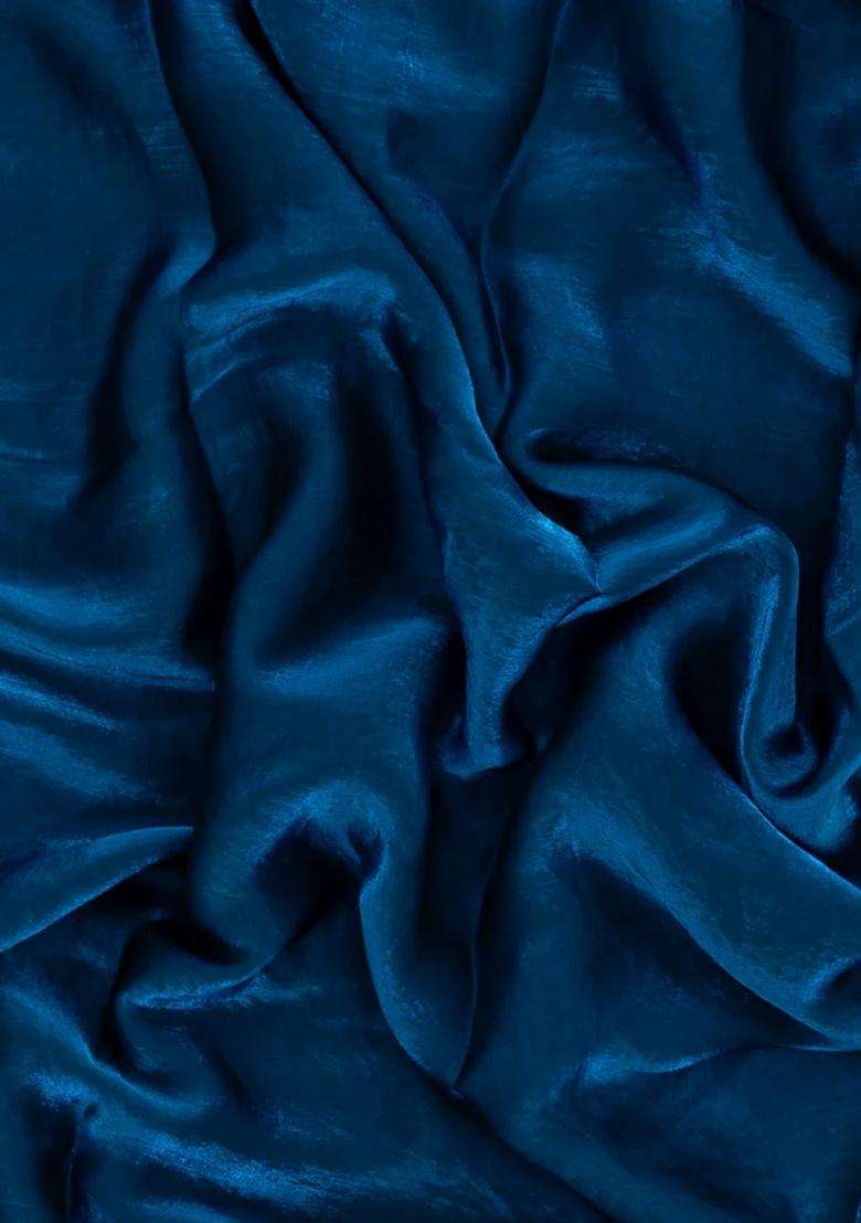 Navy Blue Synthetic Fendy Art Silk Saree With Embroidered Border For Women - Indya
