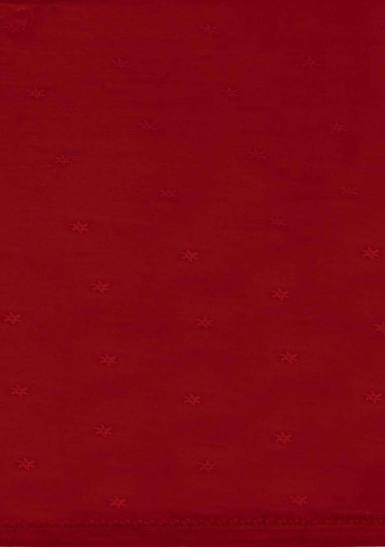 Red Synthetic Fendy Art Silk Saree With Embroidered Border For Women - Indya