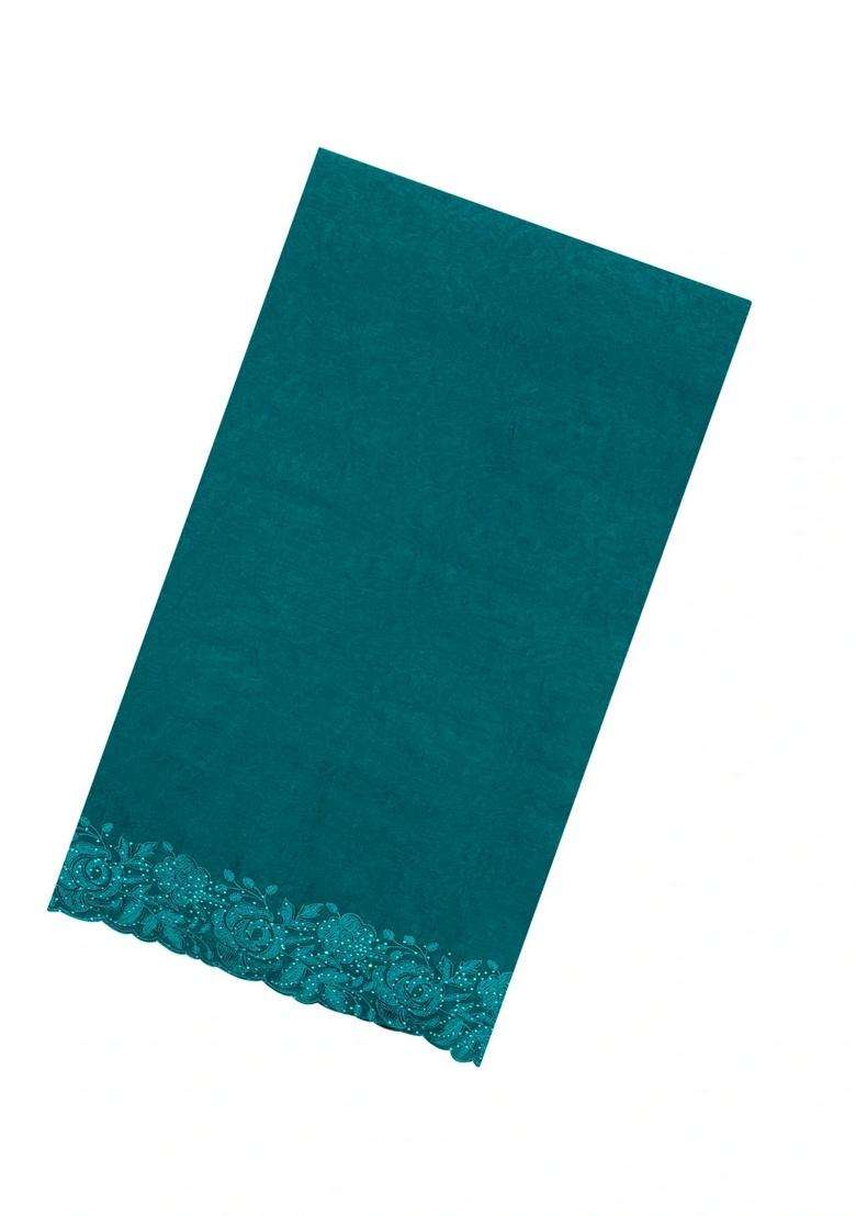 Sea Green Synthetic Fendy Art Silk Saree With Embroidered Border For Women - Indya