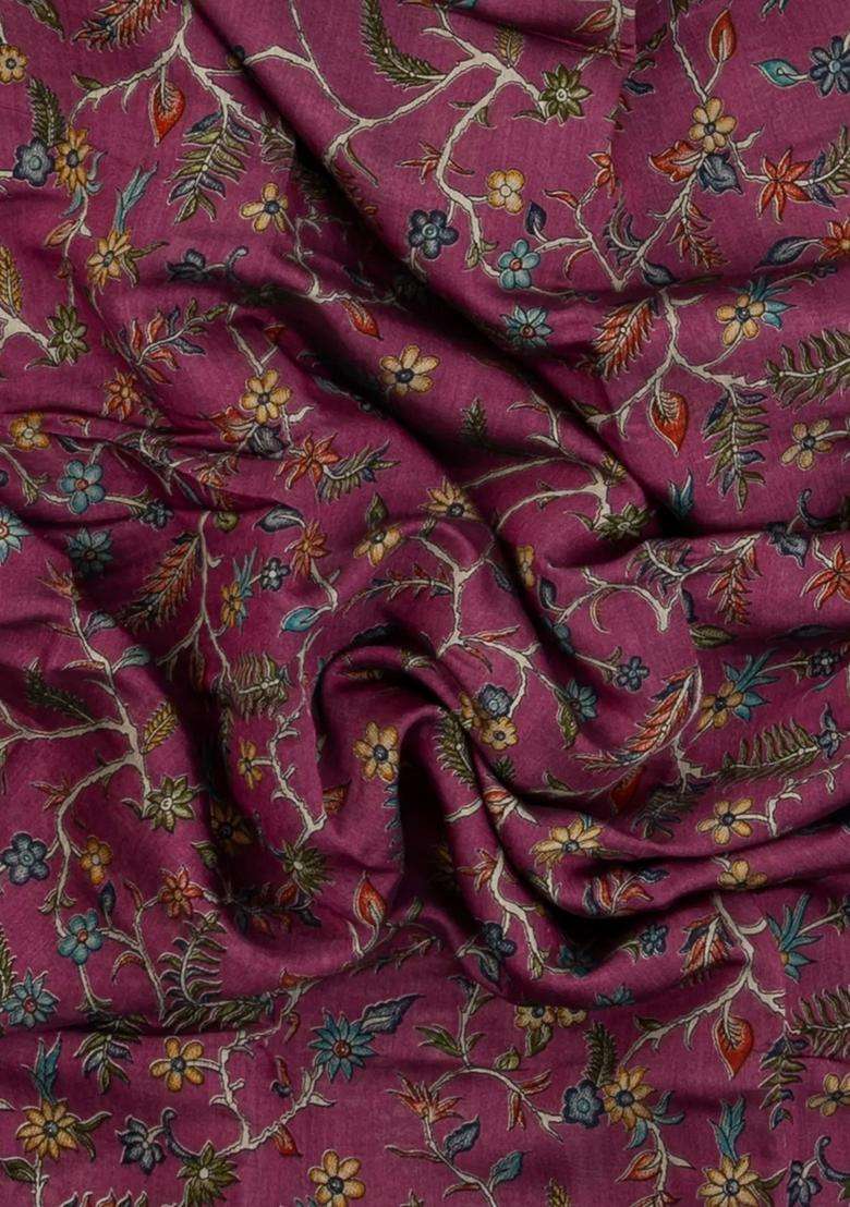 Chestnut Pink Chesnutt Pink Printed Chanderi Cotton Saree With Zari Border For Women - Indya