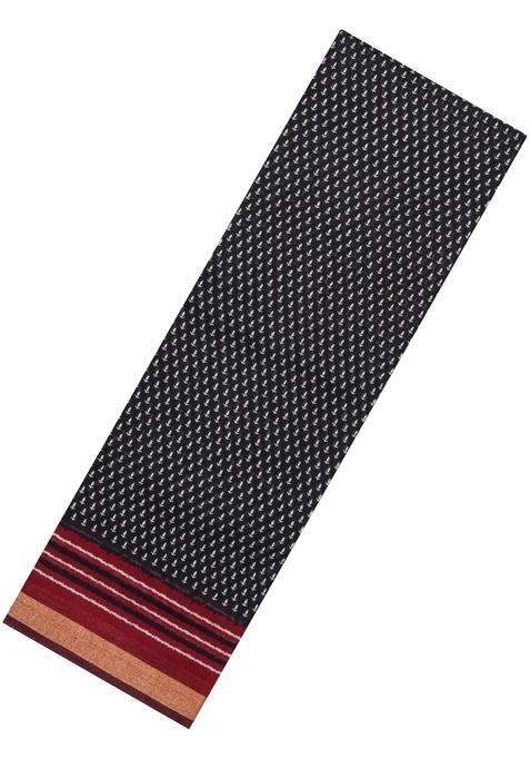Black Printed Chanderi Cotton Saree With Zari Border For Women