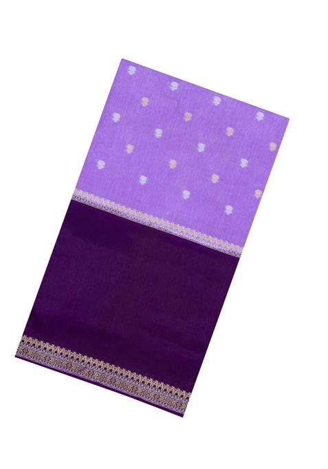 Lavander Lavender Woven Blended Viscose Art Silk Saree With Zari Buttas Contrast Border With Buttas And Brocade Design For Women