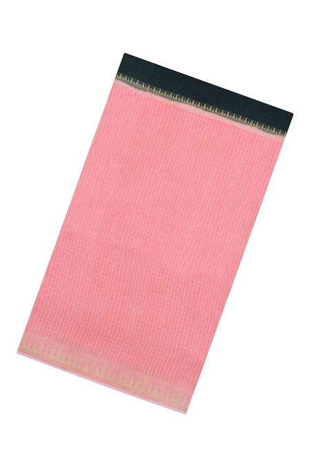 Peach Green Woven Blended Viscose Half Half Art Silk Saree With Checks And Stripes Design For Women