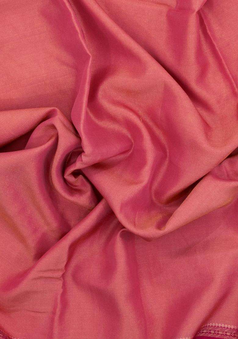 Peach Woven Blended Viscose Art Silk Saree With Contrast Border With Traditional Woven Design For Women - Indya