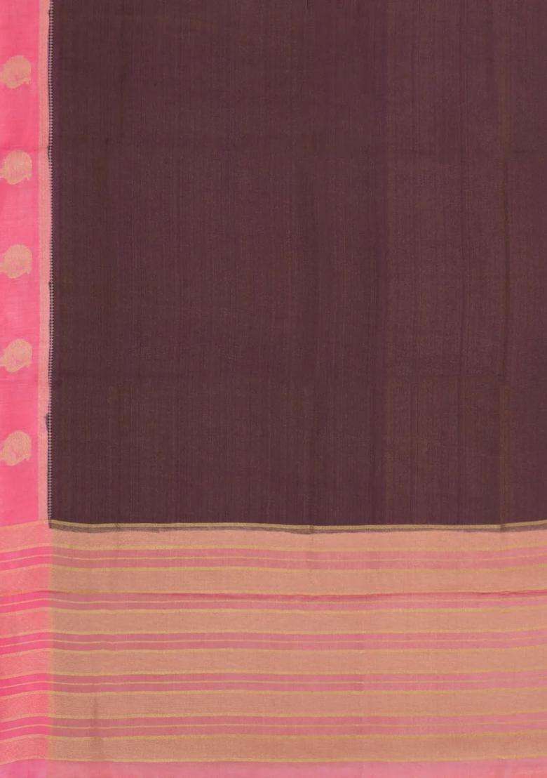 Brown Woven Blended Viscose Art Silk Saree With Contrast Border With Traditional Woven Design For Women - Indya