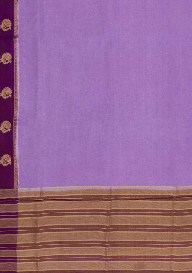 Lavander Lavender Woven Blended Viscose Art Silk Saree With Contrast Border With Traditional Woven Design For Women - Indya