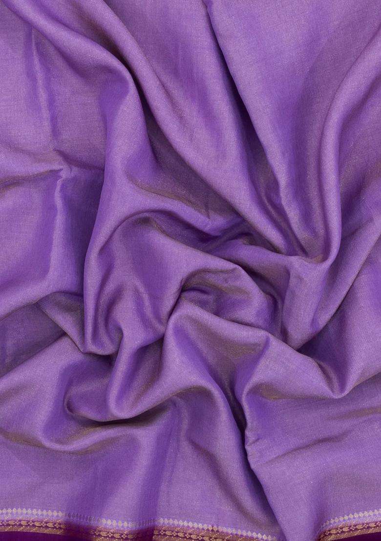 Lavander Lavender Woven Blended Viscose Art Silk Saree With Contrast Border With Traditional Woven Design For Women - Indya