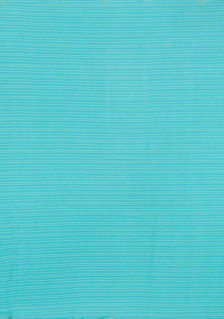 Turquoise Woven Mysore Silk Crepe Saree With Stone Work With Embroidered Design For Women - Indya