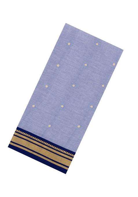 Lavander Lavender Handloom Paithani Cotton Saree With Meena Pallu With Buttas And Brocade Design For Women