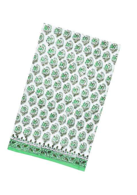 White Pritned Jaipur Cotton Saree With Floral Motifs With Printed Design For Women