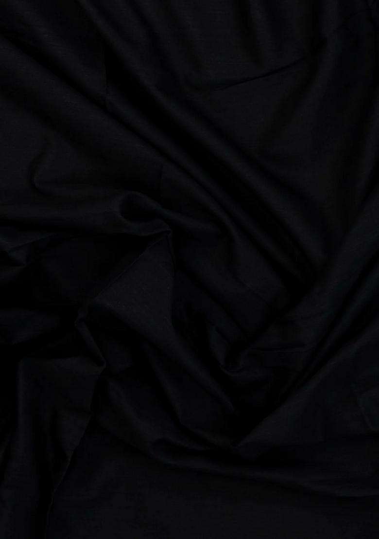 Black Woven Bengal Cotton Saree With Contrast Border With Traditional Woven Design For Women - Indya