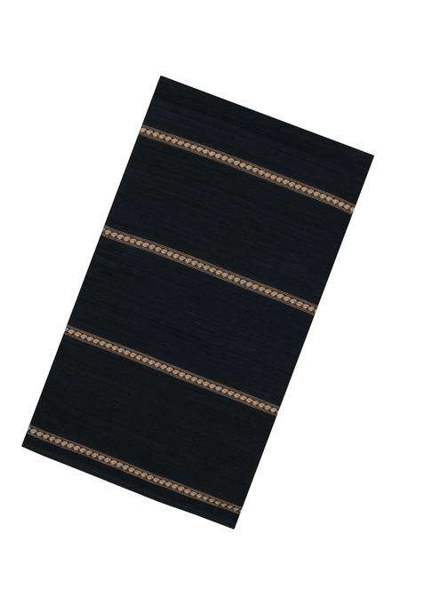 Black Woven Bengal Cotton Saree With Stripes Contrast Pallu With Checks And Stripes Design For Women