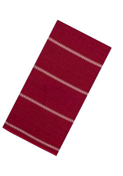 Crimson Woven Bengal Cotton Saree With Stripes Contrast Pallu With Checks And Stripes Design For Women