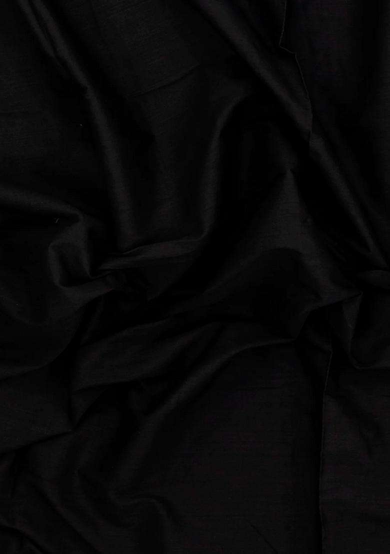 Black Woven Bengal Cotton Saree With Floral Border With Traditional Woven Design For Women - Indya