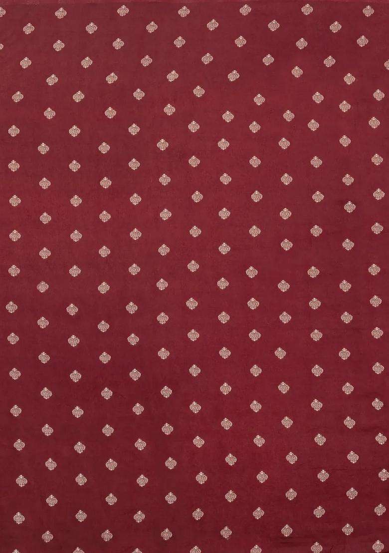 Red Woven Blended Viscose Art Silk Saree With Contrast Border With Checks And Stripes Design For Women - Indya