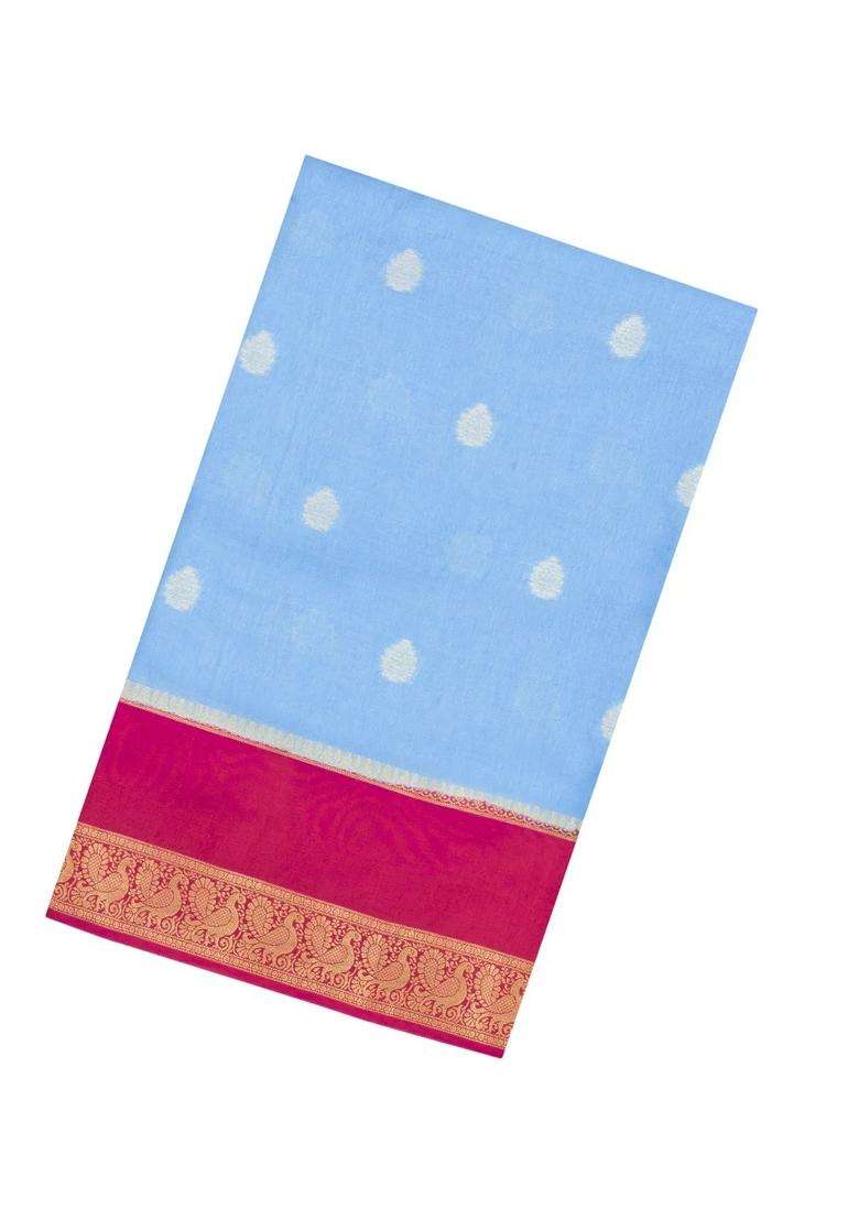 Turquoise Woven Blended Viscose Art Silk Saree With Zari Buttas With Buttas And Brocade Design For Women - Indya