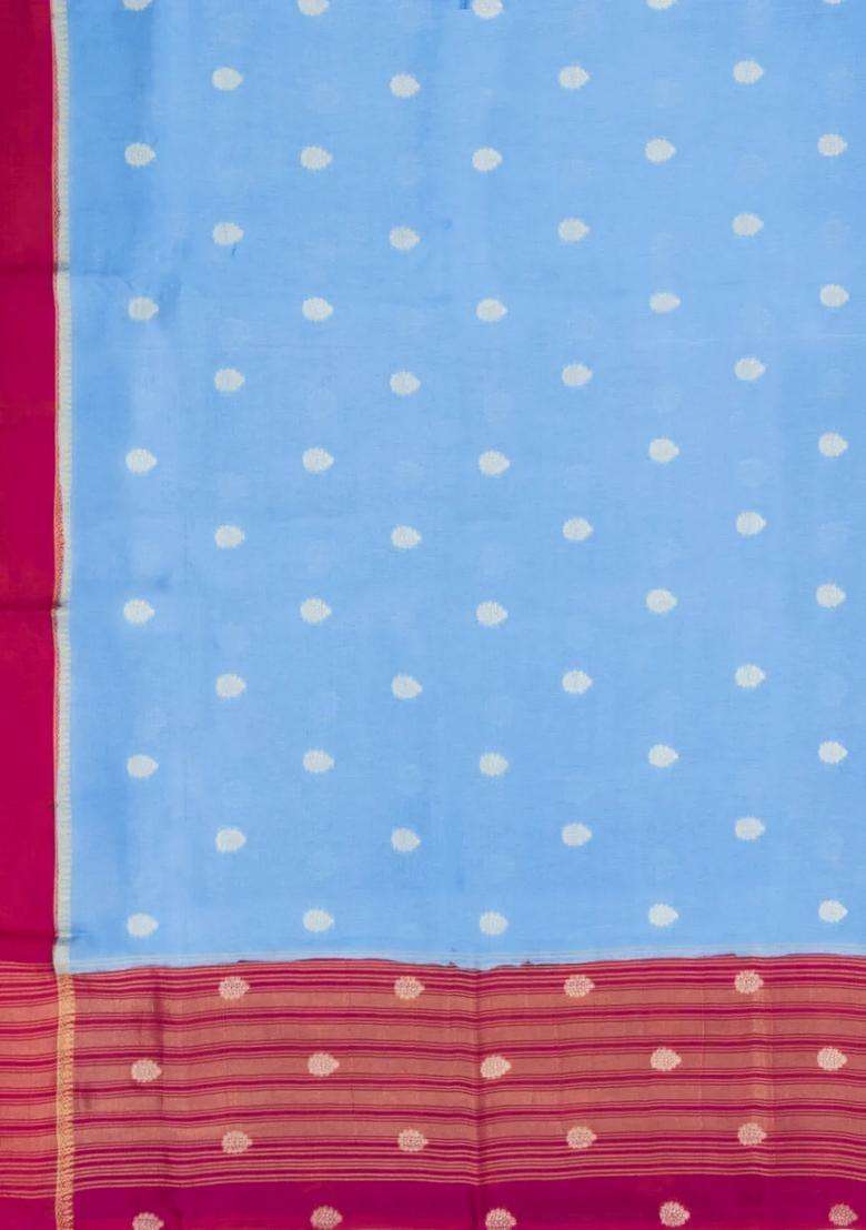 Turquoise Woven Blended Viscose Art Silk Saree With Zari Buttas With Buttas And Brocade Design For Women - Indya