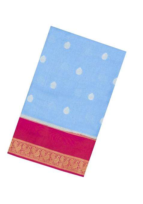 Turquoise Woven Blended Viscose Art Silk Saree With Zari Buttas With Buttas And Brocade Design For Women