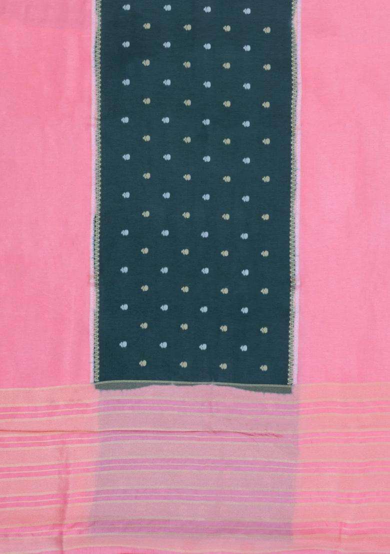 Teal Woven Blended Viscose Art Silk Saree With Zari Buttas With Buttas And Brocade Design For Women - Indya