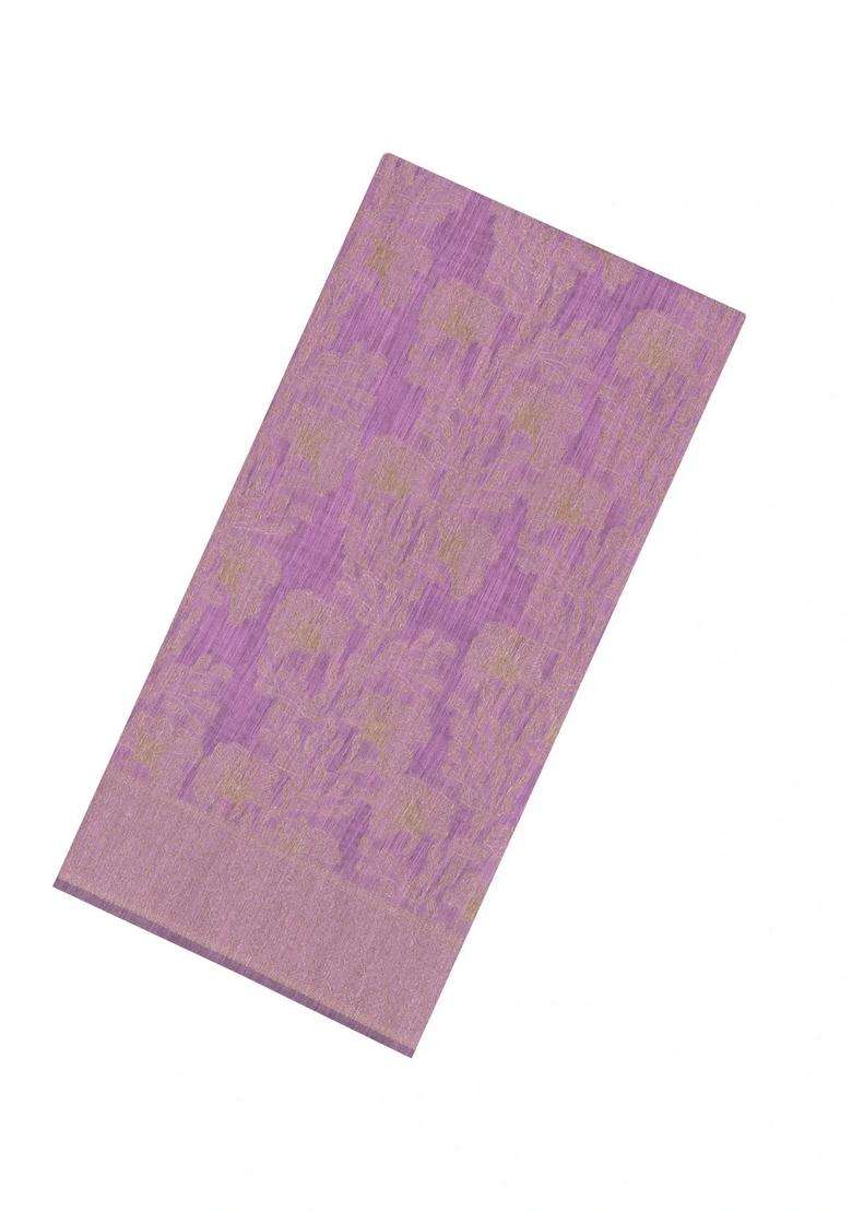 Lilac Woven Art Linen Saree With Floral Motifs With Buttas And Brocade Design For Women - Indya