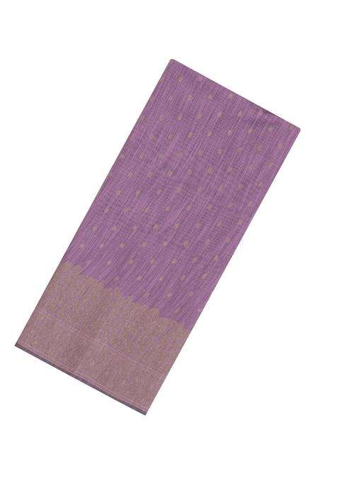 Lilac Woven Art Linen Saree With Flower Motifs With Buttas And Brocade Design For Women