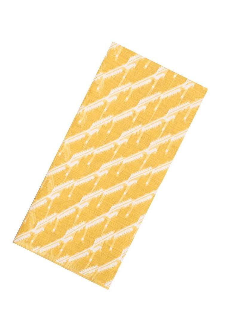 Yellow Woven Art Linen Saree With Floral Motifs With Buttas And Brocade Design For Women - Indya
