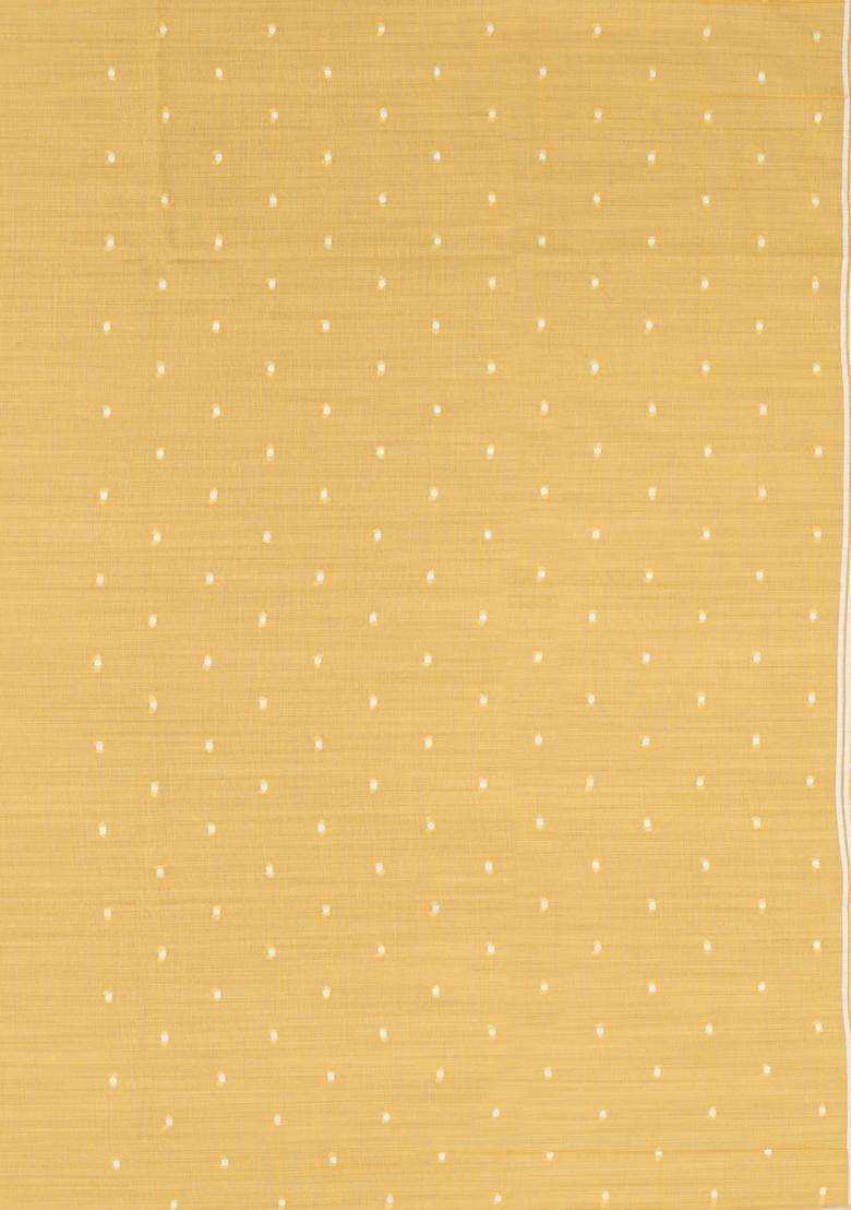 Yellow Woven Art Linen Saree With Floral Motifs With Buttas And Brocade Design For Women - Indya