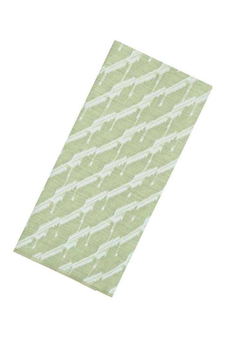 Light Green Woven Art Linen Saree With Floral Motifs With Buttas And Brocade Design For Women - Indya