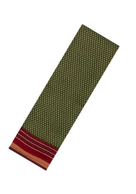 Green Printed Blended Cotton Saree With Zari Border For Women