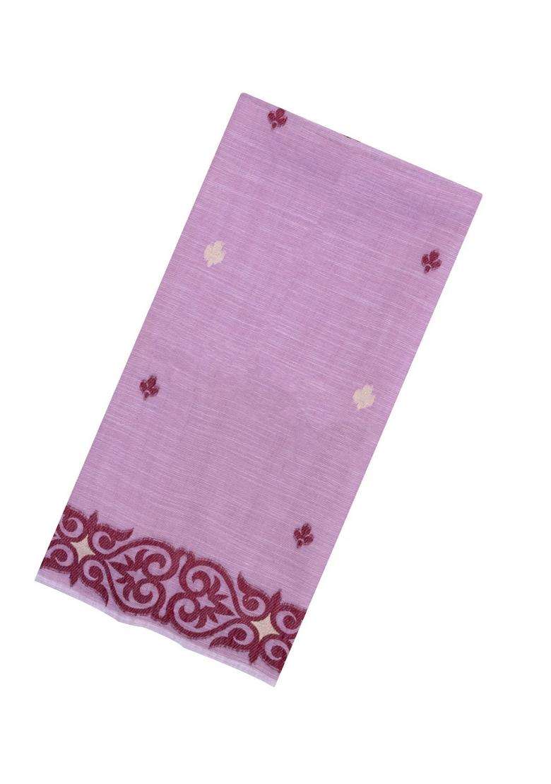 Lavander Lavender Woven Bengal Cotton Art Silk Saree With Buttas With Buttas And Brocade Design For Women - Indya