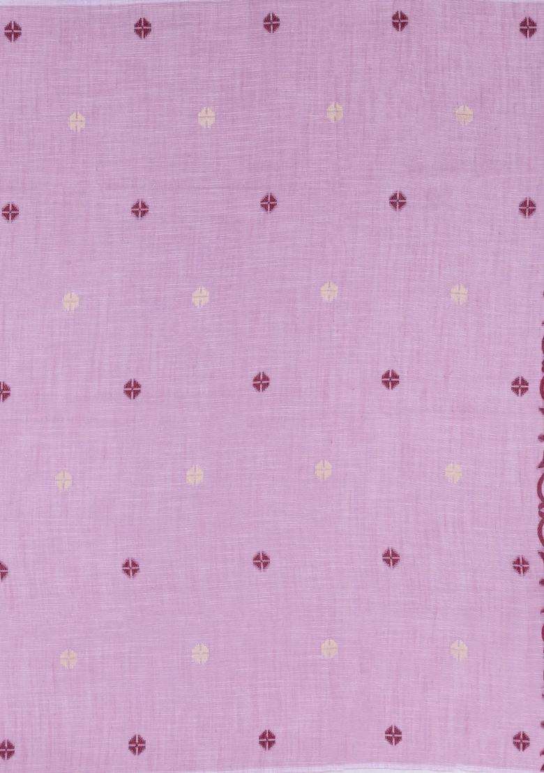 Lavander Lavender Woven Bengal Cotton Art Silk Saree With Buttas With Buttas And Brocade Design For Women - Indya