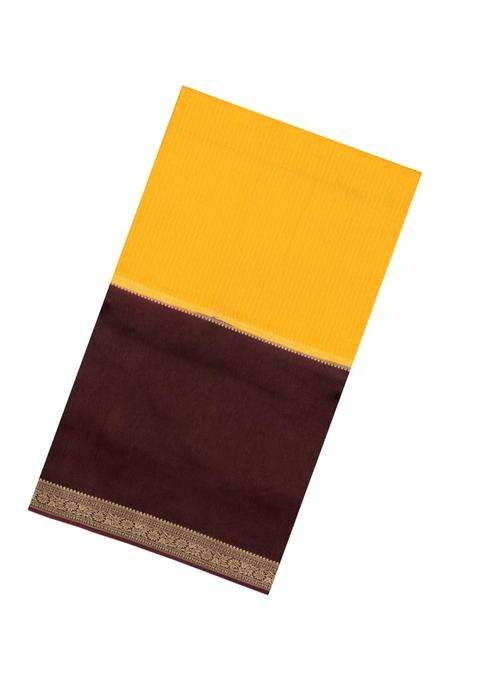 Yellow Woven Blended Viscose Art Silk Saree With Zari Checks With Checks And Stripes Design For Women