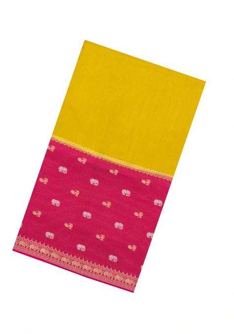 Mustard Woven Blended Viscose Art Silk Saree With Contrast Border With Traditional Woven Design For Women