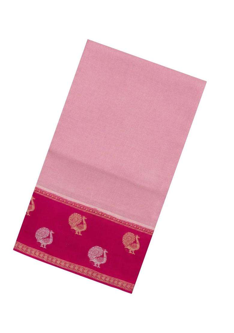 Dusty Pink Woven Blended Viscose Art Silk Saree With Buttas With Buttas And Brocade Design For Women - Indya