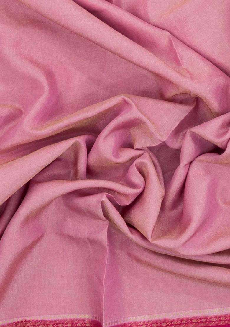Dusty Pink Woven Blended Viscose Art Silk Saree With Buttas With Buttas And Brocade Design For Women - Indya