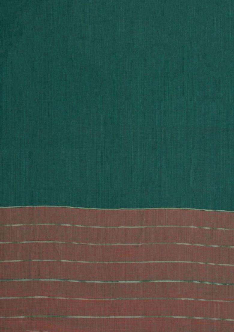 Sea Green Woven Chirala Cotton Saree With Narayanapet Border With Traditional Woven Design For Women - Indya