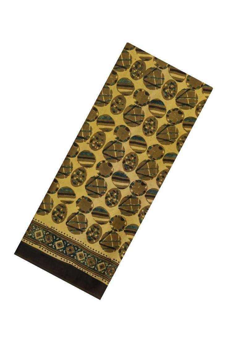 Black Printed Silk Tussar Saree With Floral Motifs For Women - Indya