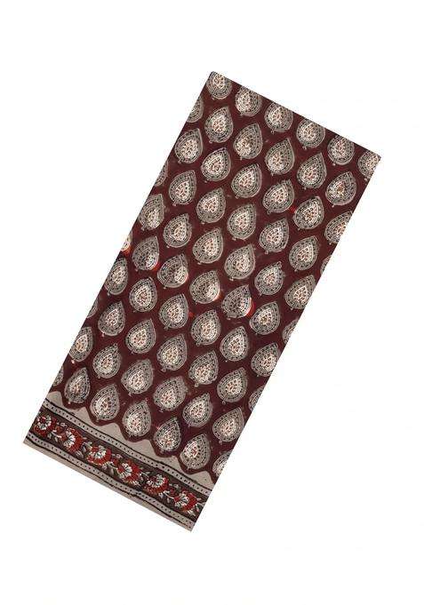 Brown Printed Modal Silk Saree With Floral Motifs For Women