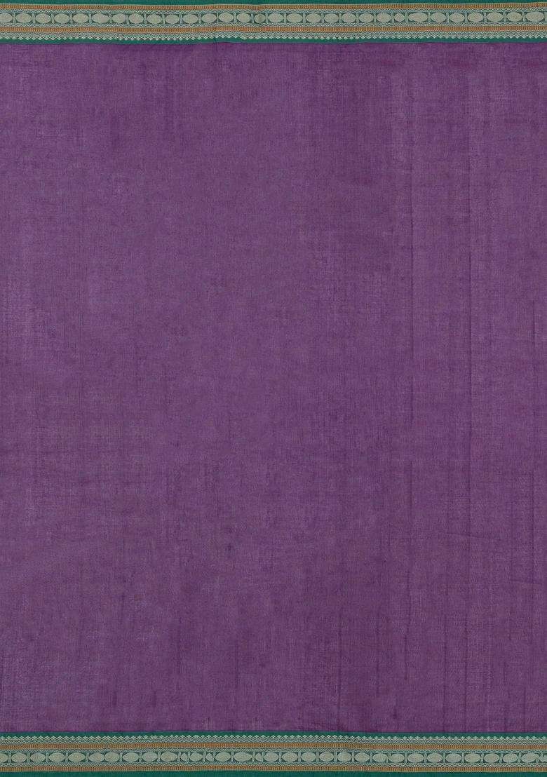 Purple Handloom Kanchi Cotton Saree With Buttas With Buttas And Brocade Design For Women - Indya