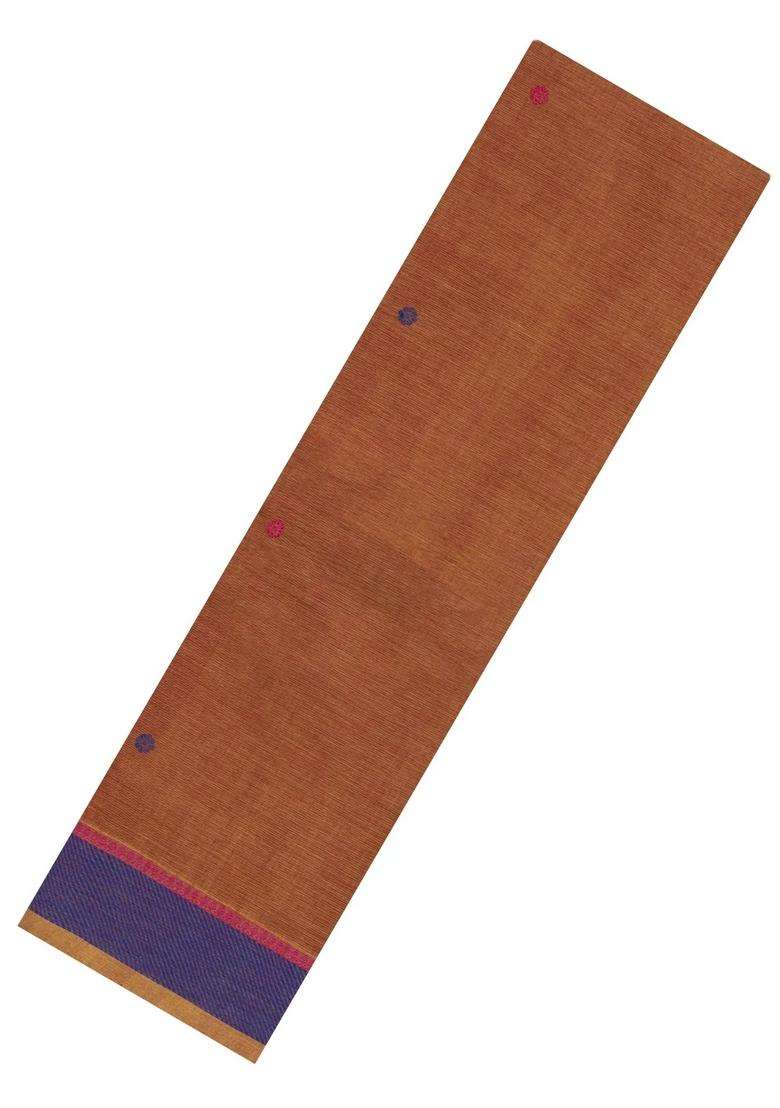 Rust Handloom Kanchi Cotton Saree With Buttas With Buttas And Brocade Design For Women - Indya